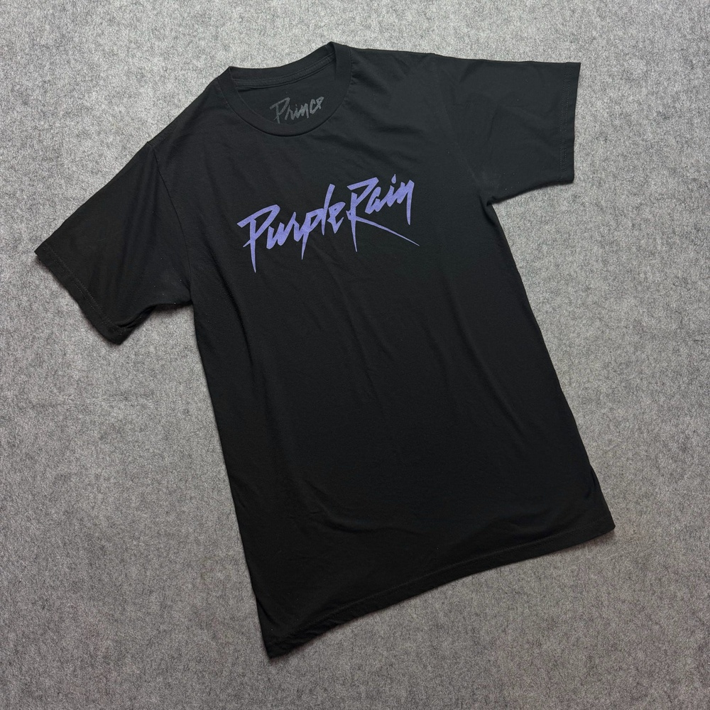 Prince Purple Rain Shirt Mens Small Black Logo Graphic Band Tee Music Pop